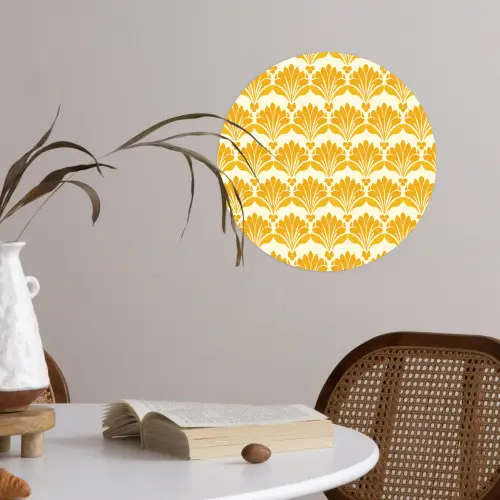 Patroon - Motief - Geel Wandcirkel behangsticker klein 186 -sfeer3