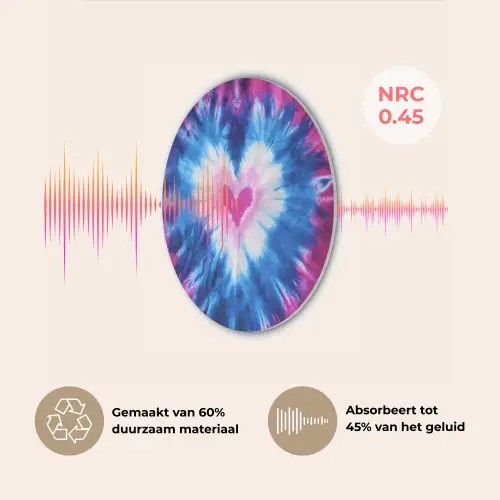 Hartvormig - Tie dye - Paars Akoestische PET Vilt - Rond klein -USP_NL