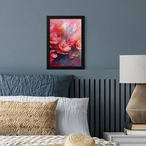Bloemen - Roze - Watercolor - Natuur- Kunst fotolijst zwart zonder passe partout klein -sfeer3