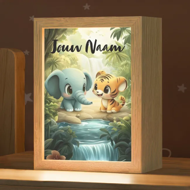 Olifant - Tijger - Bos - Jungle Light Box met kabel (Kinderlampje) klein -zzz_3d_website