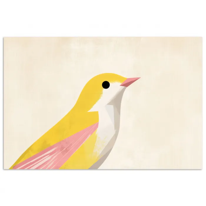 Vogel - Minimalistisch - Geel poster papier klein -3d
