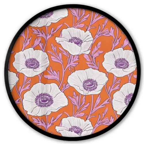 Bloemen - Grafisch - Oranje Fotolijst rond zonder passe partout klein 856 -3d