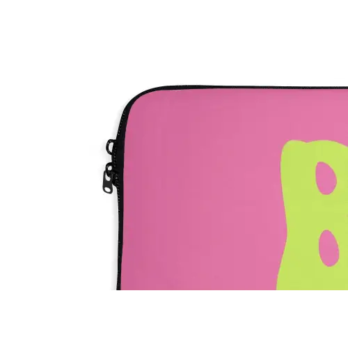 Bonjour - Roze - Fel groen laptophoes neopreen klein -detail