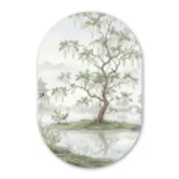 Reiger - Landschap - Groen Wandcirkel Ovaal Aluminium middel -3d