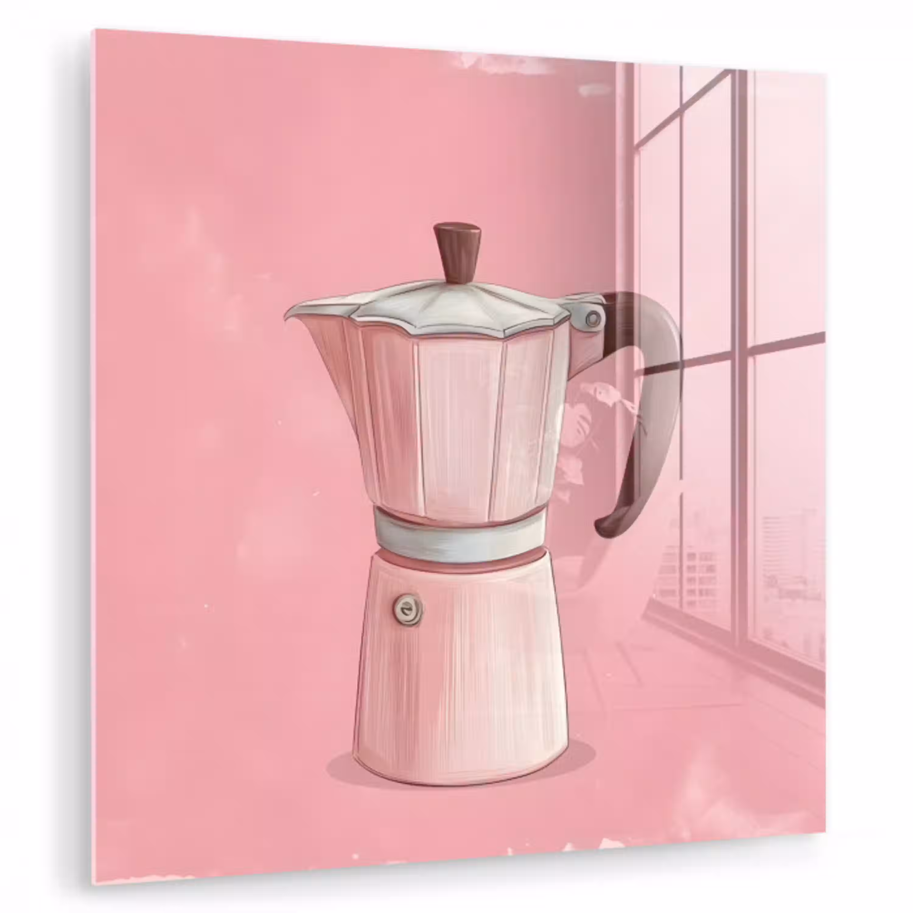 Roze - Mokkapot - Illustratie - Koffie plexiglas 5mm klein -zzzproduct_nieuw