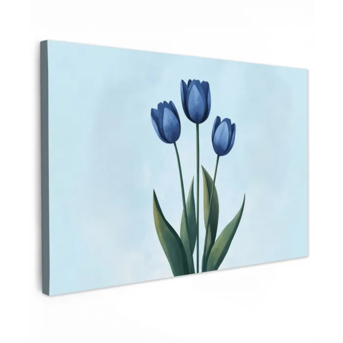 Tulpen - Blauw - Bladeren canvas 2cm klein -z3d