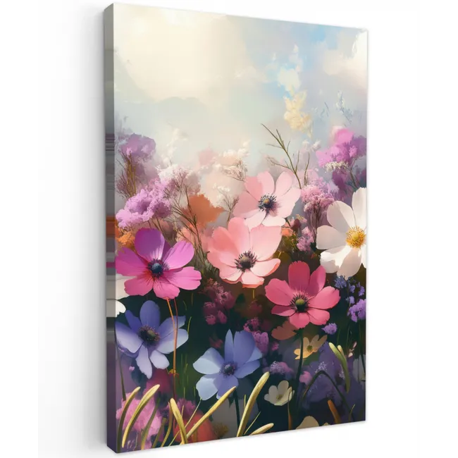 Bloemen - Kleurrijk - Bloei Tuinposter op houten frame 2 cm dik klein -3d