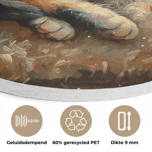 Kat - Kerst - Winter - Dier Akoestische PET Vilt - Rond klein -closeup_NL