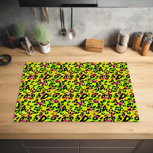 Dieren - Neon - Groen - Panterprint Inductie beschermer vinyl 3mm klein 276 -sfeer5