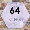 Paars marmer - Modern Naambord Hexagon klein -sfeer2