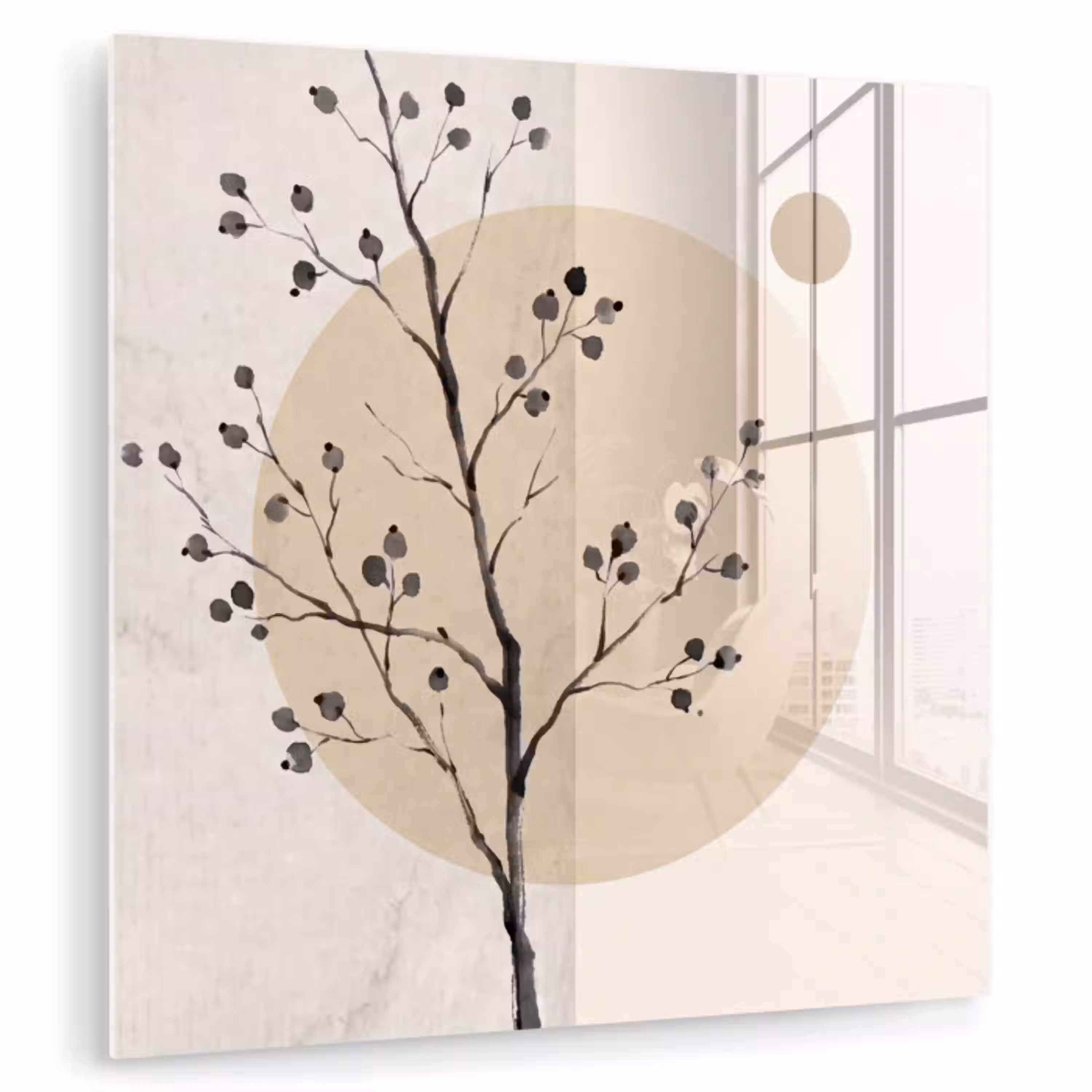 Plant - Abstract - Beige plexiglas 5mm klein -zzzproduct_nieuw