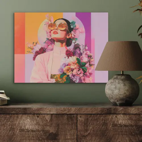 Portret - Vrouw - Abstract - Bloemen PET vilt klein -sfeer2