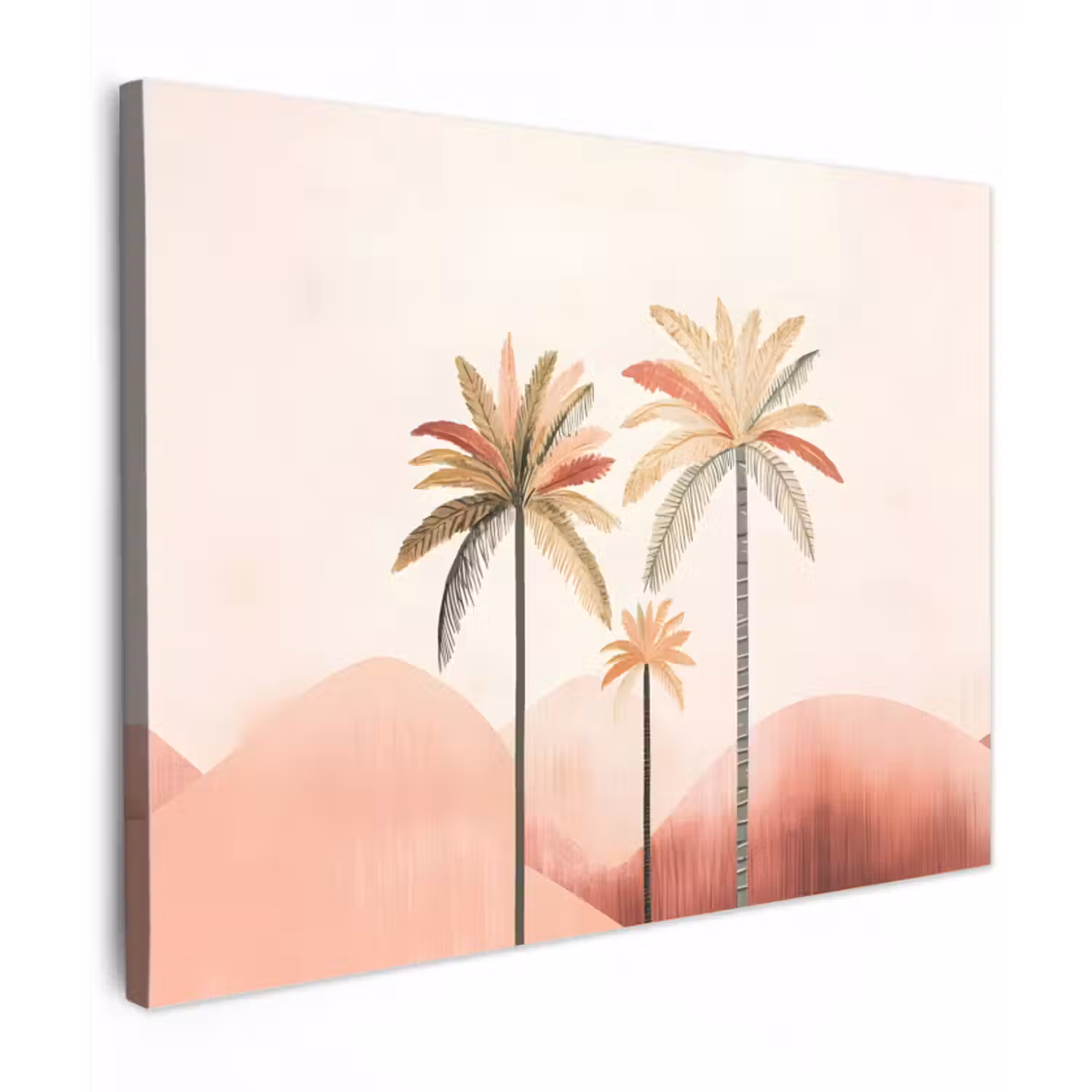 Leinwandbild - Palmen - Hügel - Minimalistisch - Zartrosa