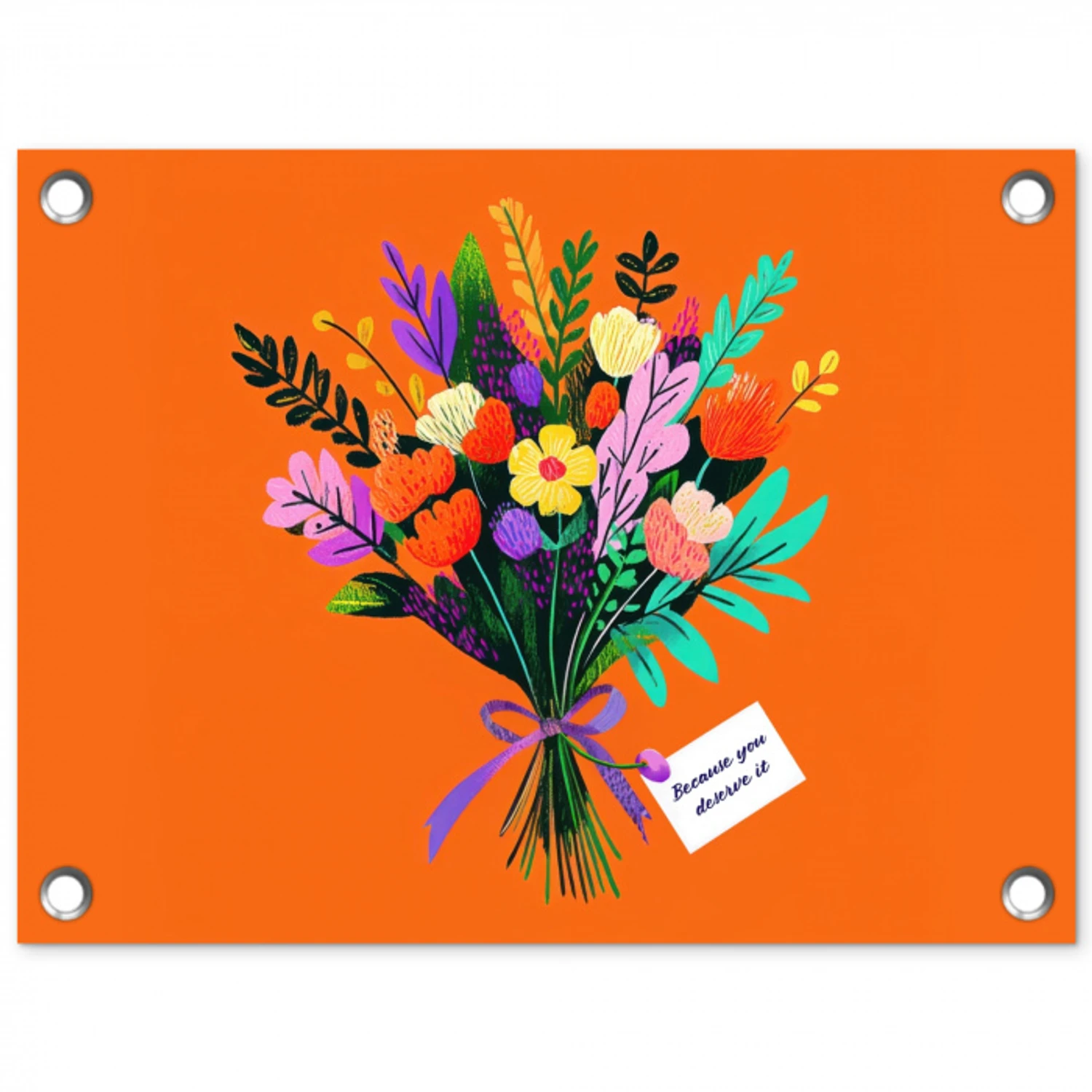 Kaartje - Boeket - Bloemen tuinposter los doek klein -3d