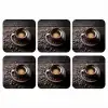 Kop - Koffie - Hout - Bonen onderzetter kurk middel -3d