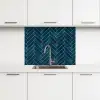 Visgraatmotief - Tegels - Diepblauw keuken achterwand 2 middel 865 -3d