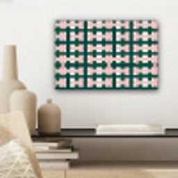 Vlechtpatroon - Groen - Roze - Grafisch canvas 2cm klein 34 -sfeer6
