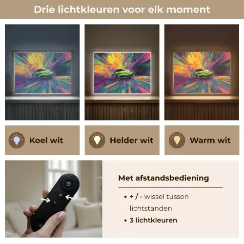 Sportauto - Groen - Verfstrepen - Kleuren Light Box met batterij (Wandlamp kind) middel -USP_lichtkleurNL
