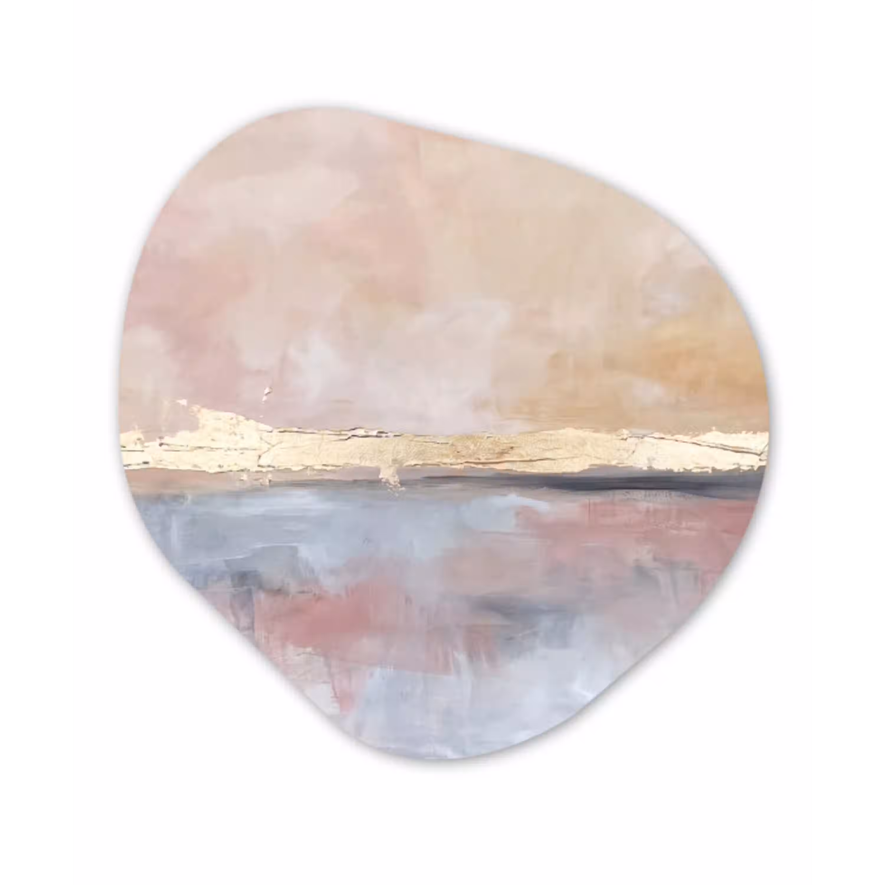 Abstract - Horizontaal - Kunst - Roze - Goud Wandcirkel Organisch Forex 3mm klein -3d