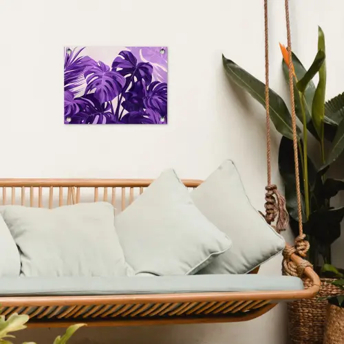 Bladeren - Paars - Tropisch - Abstract tuinposter los doek klein -sfeer7