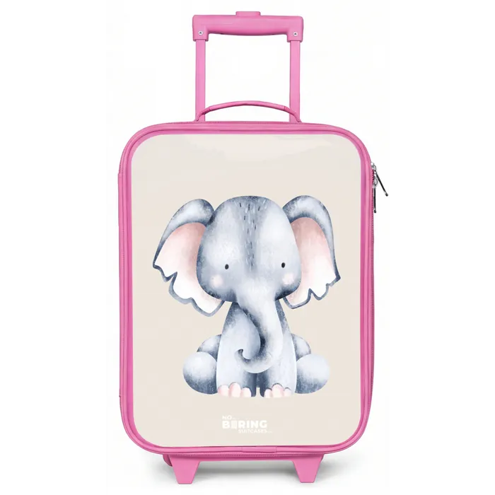 Olifant tekening tegen een beige achtergrond Kinderkoffer - Roze klein -zz3dotto