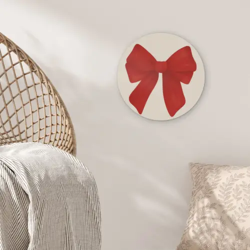 Strik - Symmetrisch - Rood - Lint Akoestische PET Vilt - Rond klein -sfeer4