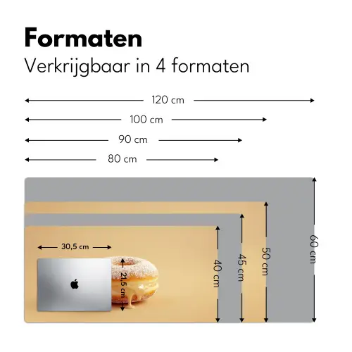 Donut - Romig - Poedersuiker - Beige Muismat XXL klein -sfeer5