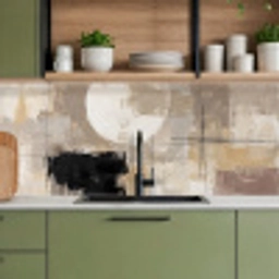 Abstract - Cirkel - Modern - Beige - Zwart - Minimalistisch keuken achterwand 2 middel -sfeer3