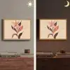 Minimalistisch - Bloem - Bladeren - Beige Light Box met batterij (Wandlamp) middel -sfeer3
