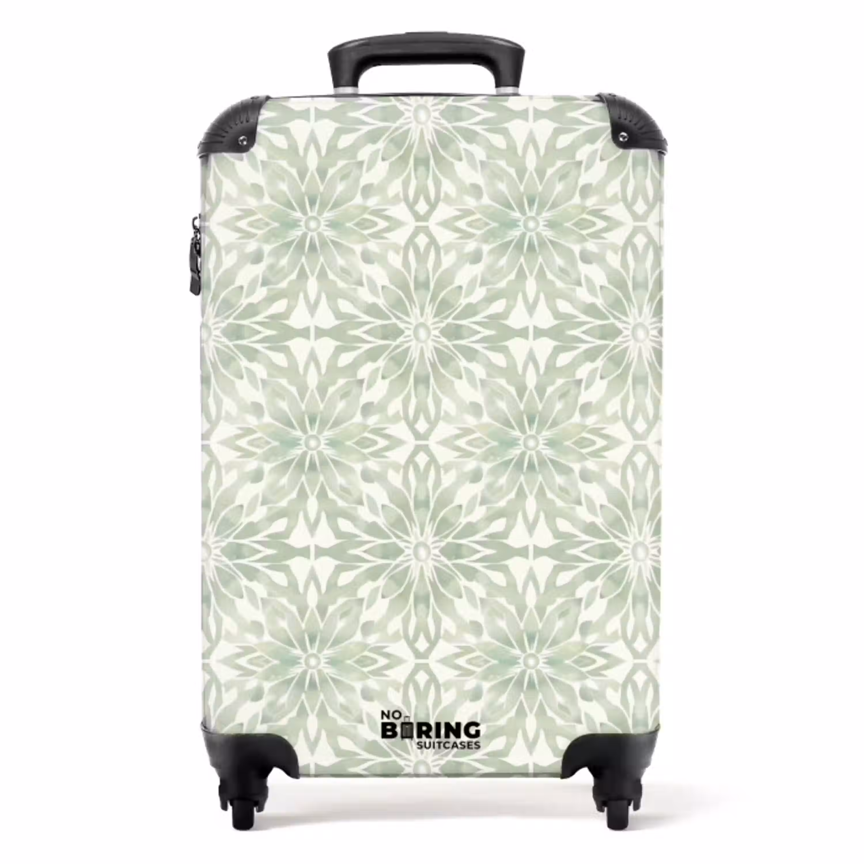 Saliegroen - Symmetrisch - Mandala - Ornament - Patroon NBS - Handbagage koffer - Volwassenen Unisex middel -productfoto_recht
