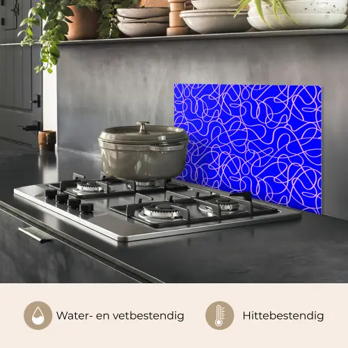 Blauw - Lijnen - Roze - Abstract keuken achterwand spatscherm klein 900 -usp_NL