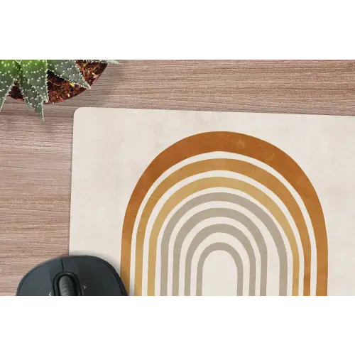 Minimalistisch - Boog - Lijnen - Beige muismat rubber klein -closeup