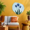 Tulpen - Blauw - Bladeren Wandcirkel Organisch Plexiglas middel -sfeer4