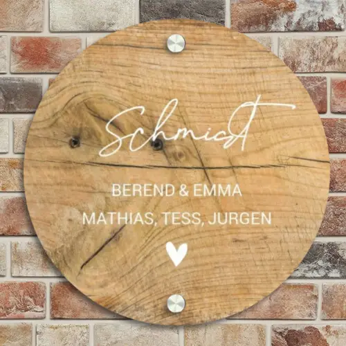 Hout - Sierlijk Naambord Rond klein -sfeer2