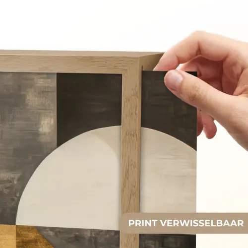 Abstract - Goud - Grijs - Vormen - Geometrisch Light Box met batterij (Wandlamp) middel -USP_websiteprintNL