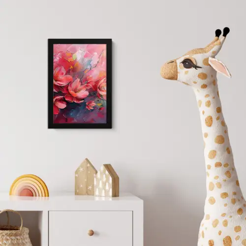 Bloemen - Roze - Watercolor - Natuur- Kunst fotolijst zwart zonder passe partout klein -usfeer4_kinderkamer