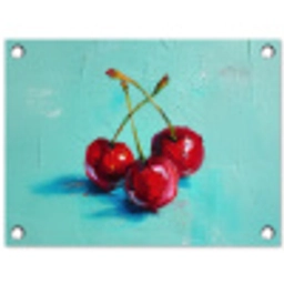 Kersen - Rood - Drie - Geverfd tuinposter los doek klein -3d