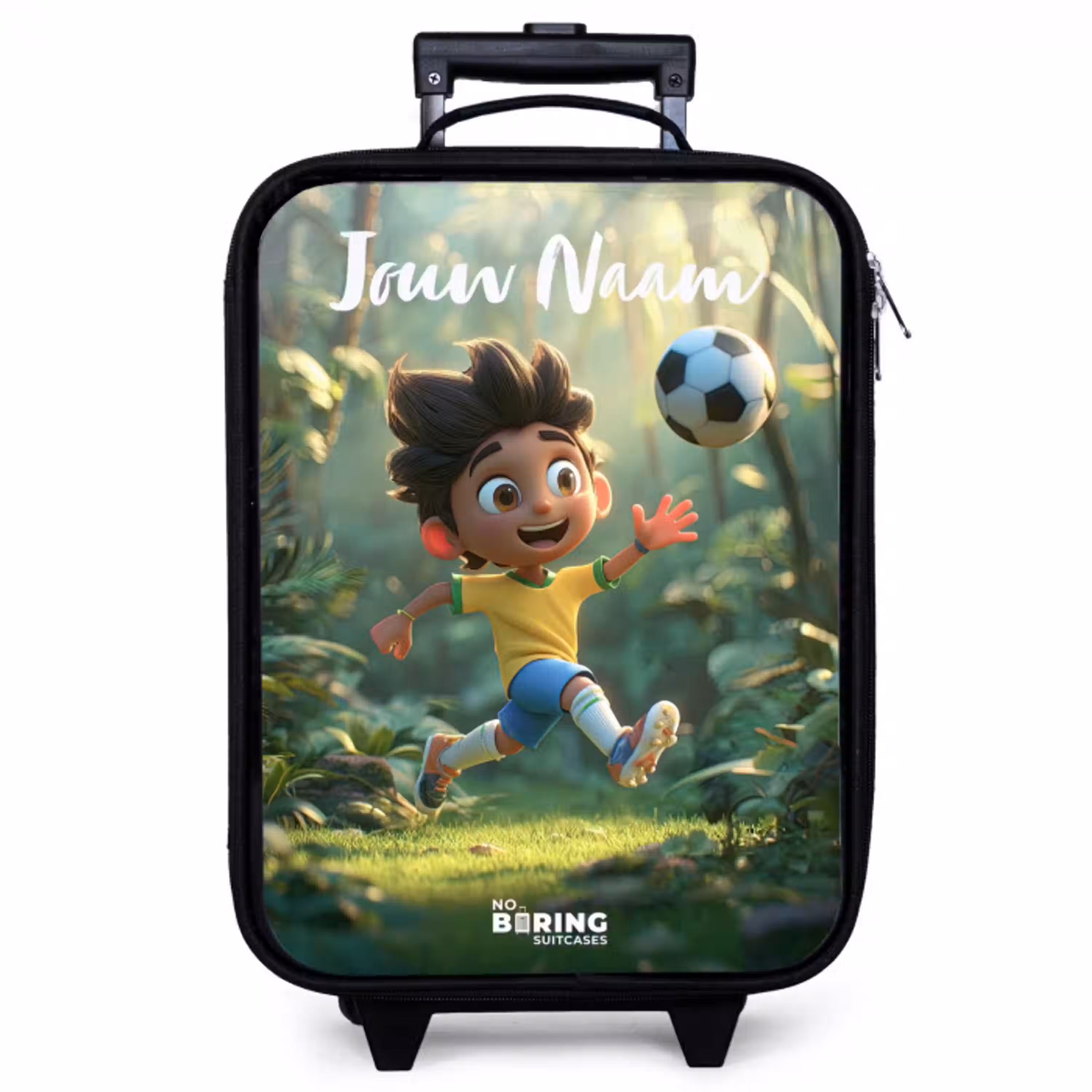 Jongen - Voetbal - Bos - Bomen Kinderkoffer - Zwart klein -zzz_website3d