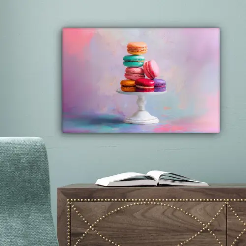 Macarons - Schaal - Pastel - Kleurrijk canvas 2cm klein -sfeer4