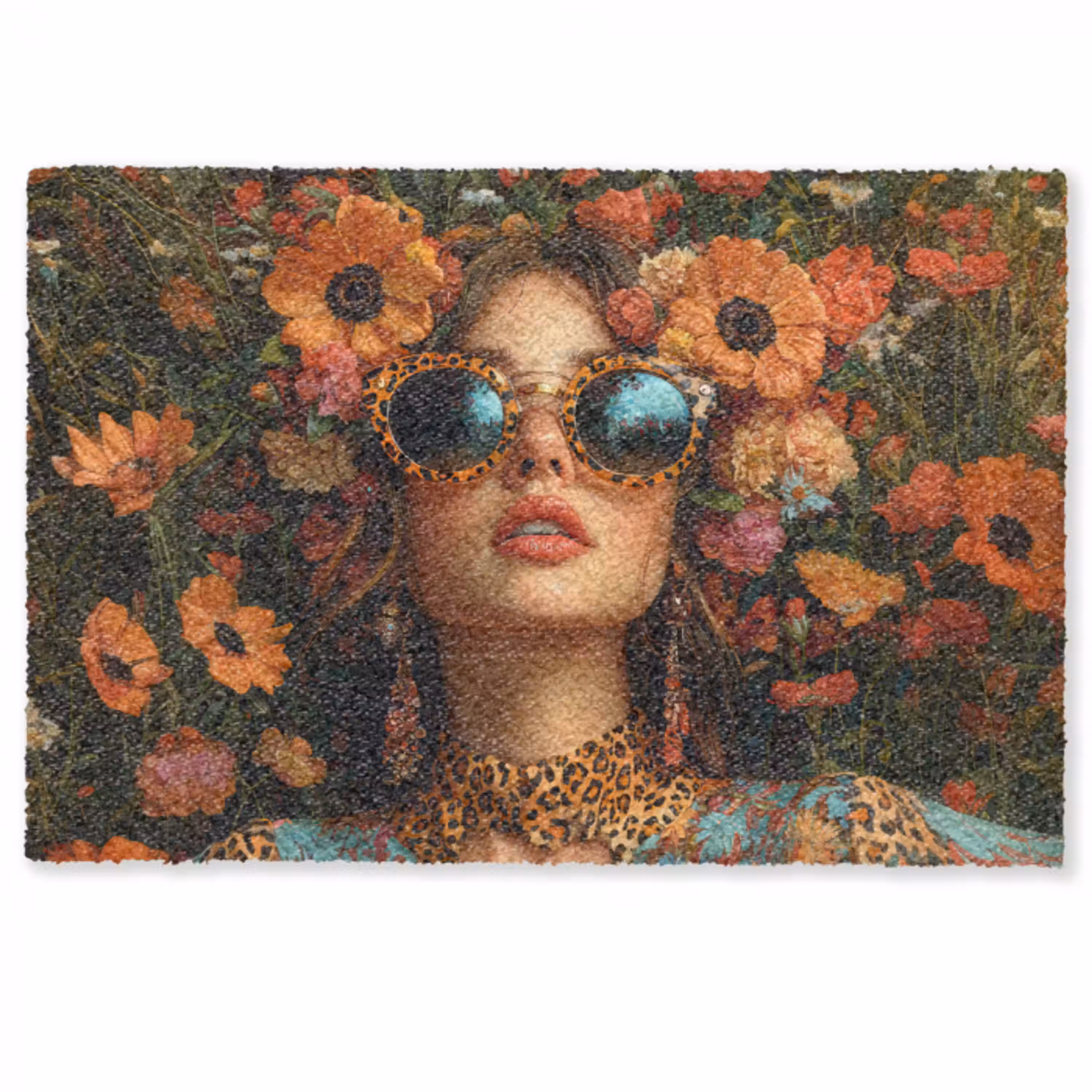 Vrouwen - Bloemen - Modern - Bril - Abstract Deurmat klein -zkaufland3d