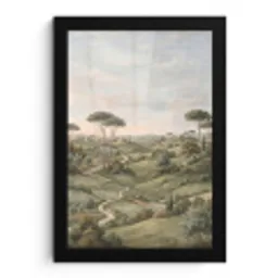 Landschap - Heuvels - Zandpad - Groen fotolijst zwart zonder passe partout klein -3d