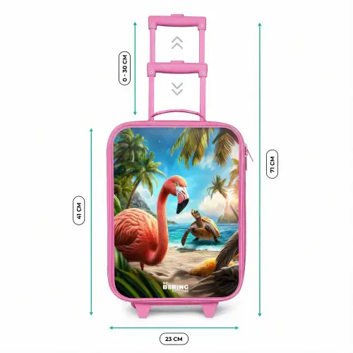 Flamingo en schildpad op tropisch strand Kinderkoffer - Roze klein -productfoto_formaten