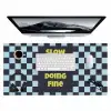 Patroon - Geblok - Blauw - Slow down you're doing fine Muismat XXL klein -3d