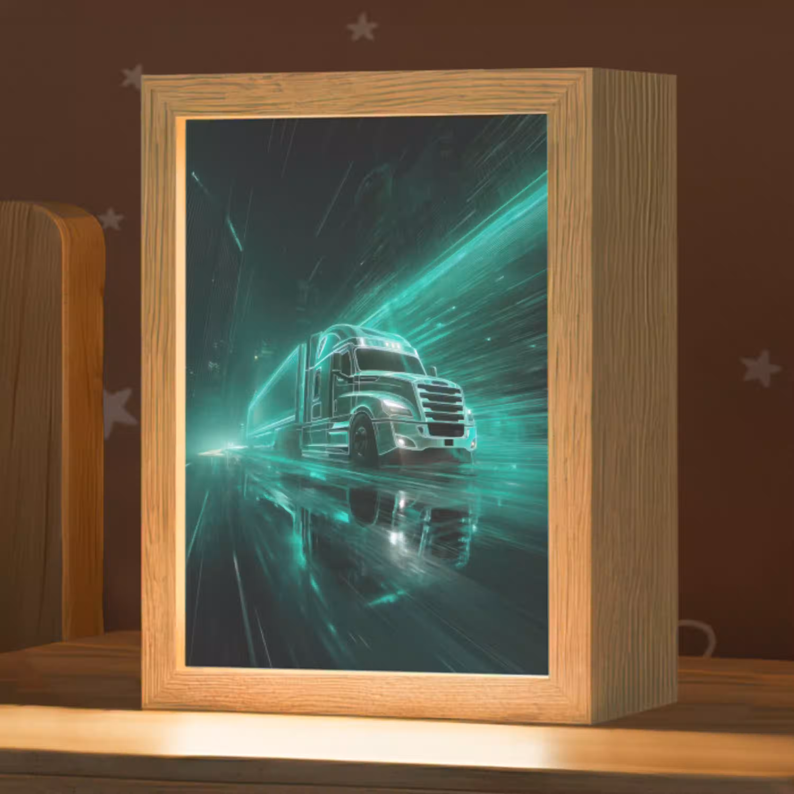 Vrachtwagen - Snelheid - Groen - Neon Light Box met kabel klein -zzz_3d_website