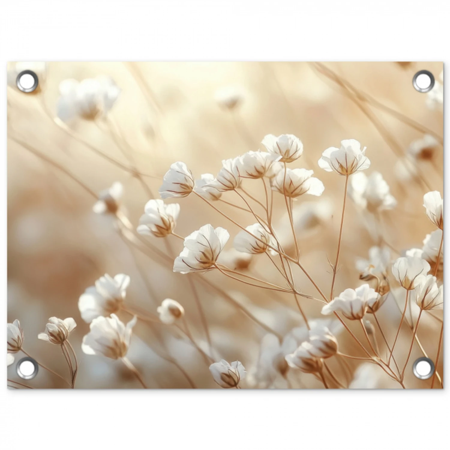 Wilde - Bloemen - Wit tuinposter los doek klein -3d