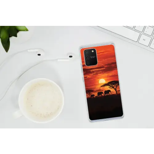 Savanne - Olifanten - Zonsondergang Telefoonhoesje Samsung Galaxy S10 Lite klein -oordopS10Lite