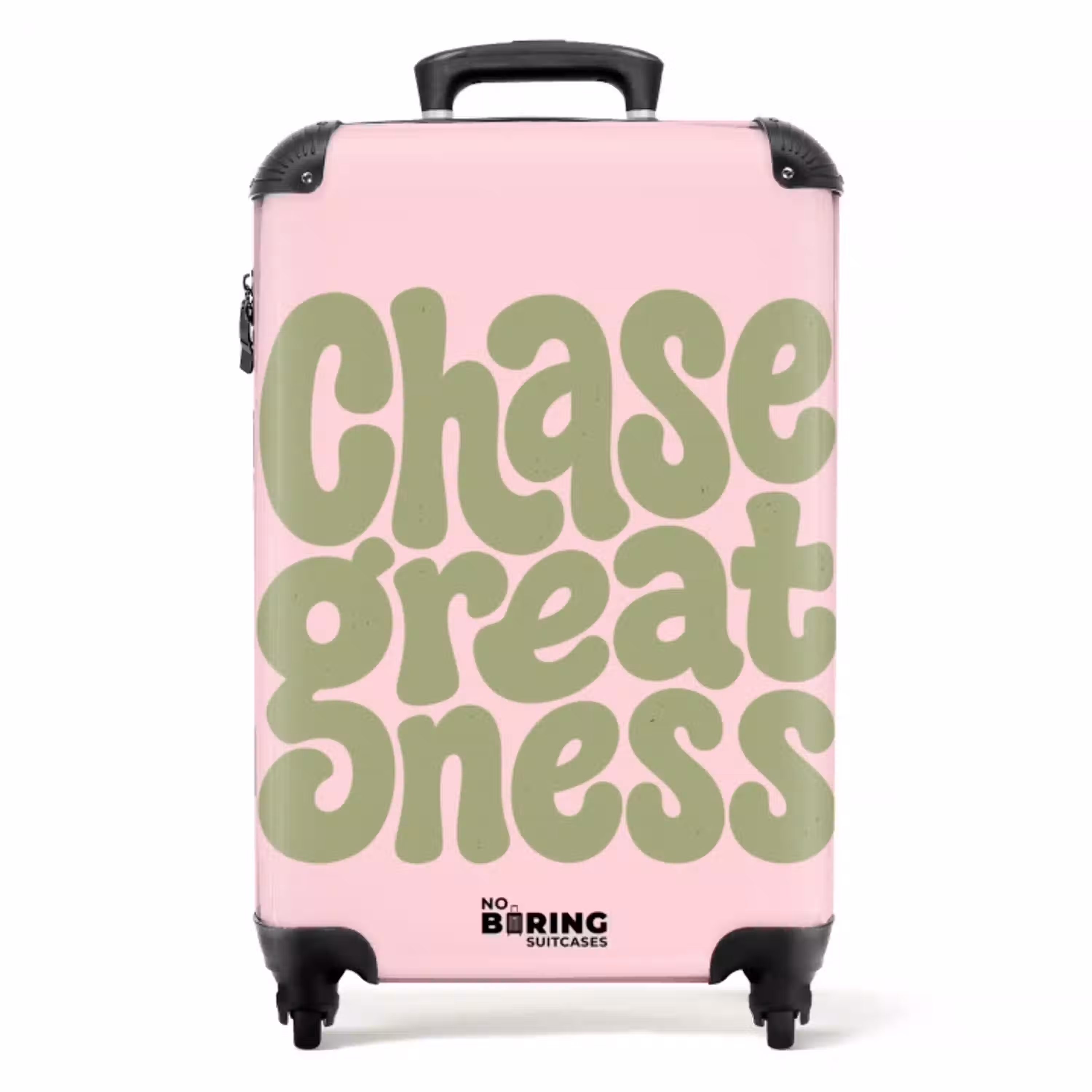 Chase greatness - Groen - Roze - Retro NBS - Handbagage koffer - Volwassenen Unisex middel -productfoto_recht