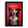 Hond - Hartjesbril - Loveyou - Rood fotolijst zwart zonder passe partout klein -3d