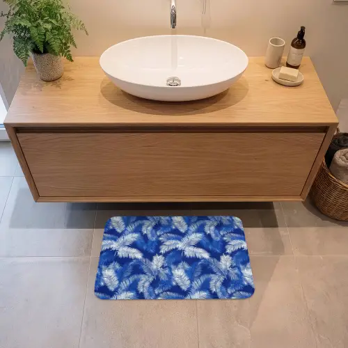 Palmblad - Patroon - Blauw Badmat klein 997 -sfeer1