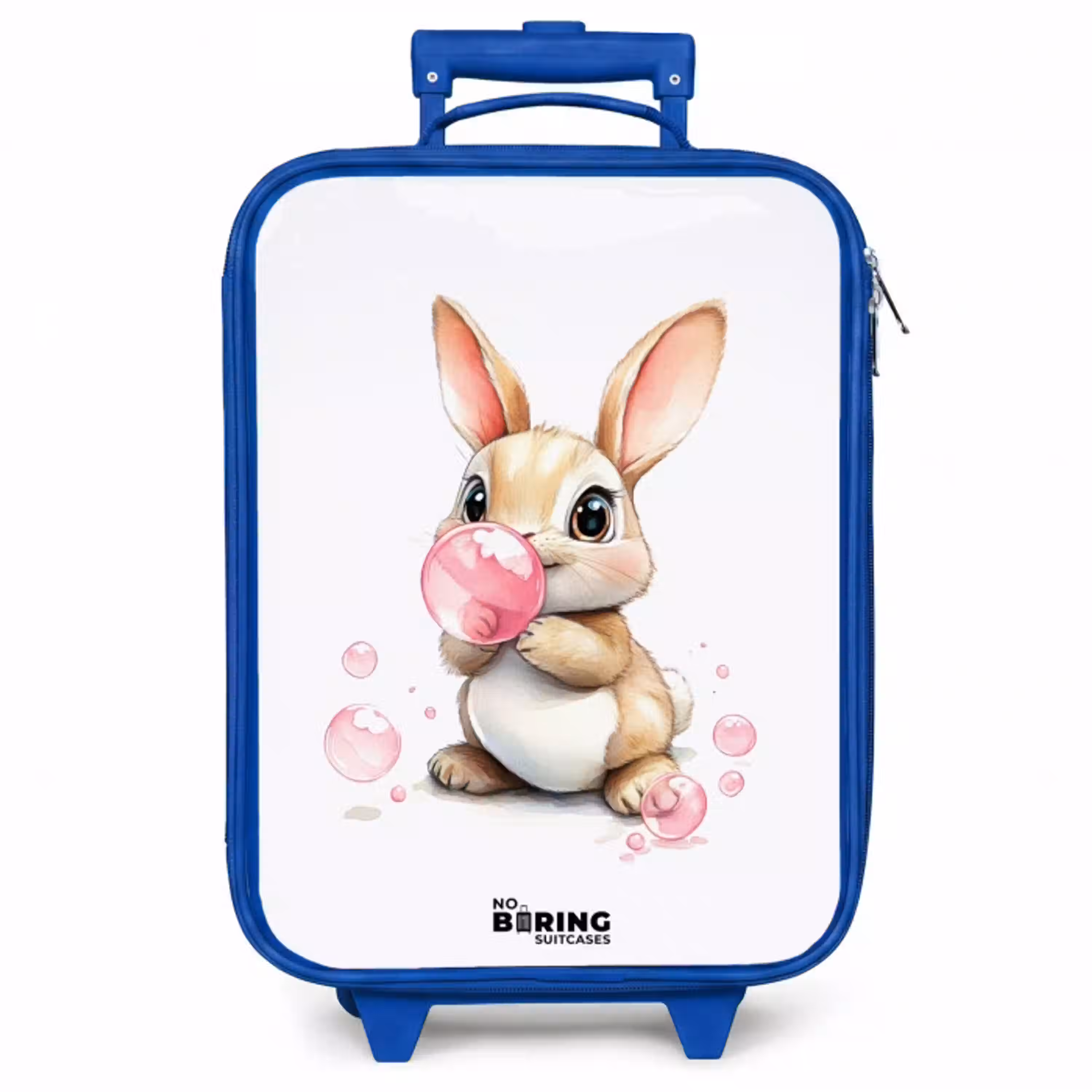 Bruin konijntje met roze bellen Kinderkoffer - Blauw klein -zzz_website3d